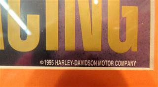 CHRIS CARR FRAMED ORIG SIGNED 1995 HARLEY DAVIDSON RACING VR SUPER BIKE-26X18